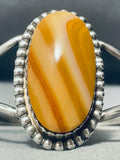 Highly Rare Vintage Native American Navajo Cream Agate Sterling Silver Swirl Bracelet-Nativo Arts