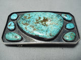 Colossal Heavy Vintage Native American Navajo Turquoise Sterling Silver Buckle Old-Nativo Arts