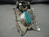 Important Nel Morton Kachina Native American Navajo Sterling Silver Turquoise Ring-Nativo Arts