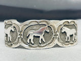 Very Intricate Work Native American Navajo Sterling Silver Horse Bracelet-Nativo Arts