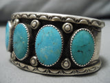 Incredible Vintage Native American Navajo Carico Lake Turquoise Sterling Silver Bracelet Old-Nativo Arts