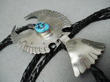 Dynamic Vintage Native American Navajo Sleeping Beauty Turquoise Sterling Silver Bolo Old-Nativo Arts