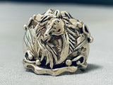 One Of The Most Intricate Native American Navajo Horse Sterling Silver Ring-Nativo Arts