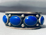 Native American Very Rare Domed Midnight Sky Lapis Sterling Silver Bracelet-Nativo Arts