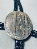 Important Wylie Vintage Native American Navajo Sterling Silver Bolo Tie-Nativo Arts