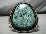 One Of The Largest Green Turquoise Vintage Native American Navajo Sterling Silver Bracelet Old-Nativo Arts