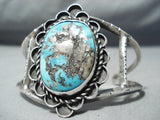 Huge Vintage Native American Navajo Old Morenci Turquoise Sterling Silver Wave Bracelet Old-Nativo Arts