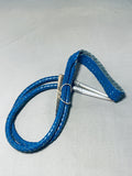 Important Vintage Native American Navajo Leroy Begay Rare Blue Bolo Tie Sterling Silver-Nativo Arts