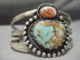 Museum Vintage Native American Navajo #8 Turquoise Sterling Silver Bracelet Old-Nativo Arts
