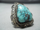 One Of The Best Vintage Native American Navajo Carico Lake Turquoise Sterling Silver Ring Old-Nativo Arts