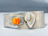 Important Vintage Signed Native American Navajo Abalone Spiny Sterling Silver Bracelet-Nativo Arts
