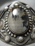 One Of The Best Vintage Native American Navajo Petrified Wood Sterling Silver Bracelet Old-Nativo Arts