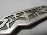 Important Vintage Hopi Duane Maktima Sterling Silver Cat Pin Native American-Nativo Arts