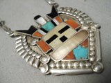 One Of The Best Vintage Navajo Native American Zuni Turquoise Kachina Sterling Silver Necklace-Nativo Arts