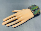Best Triple Long Green Turquoise Vintage Native American Navajo Sterling Silver Bracelet-Nativo Arts