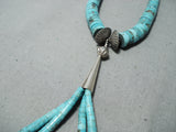 Native American Noteworthy Vintage Santo Domingo Kingman Turquoise Sterling Silver Necklace Old-Nativo Arts