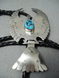 Dynamic Vintage Native American Navajo Sleeping Beauty Turquoise Sterling Silver Bolo Old-Nativo Arts