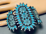 Phenomenal Vintage Native American Zuni Inlay Cluster Turquoise Sterling Silver Huge Bracelet-Nativo Arts