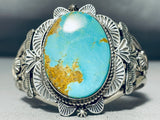 Rare Easter Blue Turquoise Vintage Native American Navajo Sterling Silver Bracelet-Nativo Arts