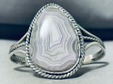 Calandria Agate Argentium Rare Signed Sterling Silver Bracelet Cuff-Nativo Arts