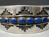 Quality Vintage Native American Navajo Domed Lapis Sterling Silver Bracelet Old-Nativo Arts