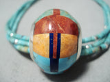 Native American Opulent Santo Domingo Turquoise Sterling Silver Heishi Inlay Necklace-Nativo Arts