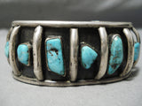 Heavy Wide Vintage Native American Navajo Hand Wrought Silver Sterling Silver Turquoise Bracelet-Nativo Arts