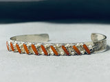 Native American Impressive Signed Zuni Corals Sterling Silver Bracelet-Nativo Arts