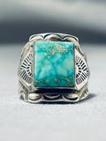 Vivid Turquoise Carico Lake Vintage Native American Navajo Sterling Silver Ring-Nativo Arts