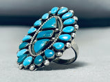 One Of The Finest Vintage Native American Zuni Turquoise Sterling Silver Ring Old-Nativo Arts