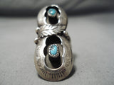 Exceptional Vintage Native American Navajo Bisbee Turquoise Sterling Silver Ring Old-Nativo Arts