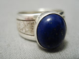 Important Native American Zuni Vintage Mike Simplicio Lapis Sterling Silver Ring-Nativo Arts