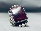 One Of The Best Native American Navajo Purple Spiny Oyster Sterling Silver Ring-Nativo Arts