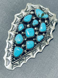 Bill Slim Vintage Native American Navajo Kingman Turquoise Sterling Silver Pin/ Pendant Signed-Nativo Arts