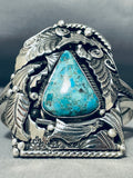 One Of Most Unique Vintage Native American Navajo Teardrop Turquoise Sterling Silver Bracelet-Nativo Arts