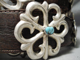 Heavy Vintage Native American Navajo #8 Turquoise Sterling Silver Concho Belt Old-Nativo Arts