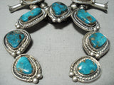 Women's Vintage Native American Navajo Turquoise Sterling Silver Squash Blossom Necklace-Nativo Arts