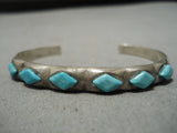 Rare Vintage Zuni Native American Blue Gem Turquoise Sterling Silver Bracelet-Nativo Arts