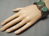 Opulent Vintage Native American Navajo 3 Stone Royston Turquoise Sterling Silver Bracelet-Nativo Arts