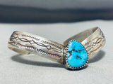 Dramatic Vintage Native American Navajo Morenci Turquoise Sterling Silver Bracelet-Nativo Arts