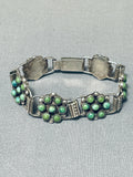 Native American Link Cerrillos Turquoise Vintage Navajo Sterling Silver Chain Bracelet-Nativo Arts