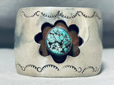 Flower Turquoise Vintage Native American Navajo Sterling Silver Bracelet Cuff Old-Nativo Arts