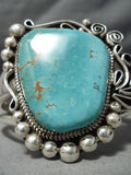 Important Raymond Nez Huge Native American Navajo #8 Turquoise Sterling Silver Bracelet Cuff-Nativo Arts