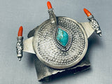 One Of Most Unique Vintage Native American Navajo Turquoise Sterling Silver Bracelet Ever Made-Nativo Arts