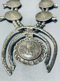 Amazing Vintage Native American Navajo Coin Silver Squash Blossom Necklace-Nativo Arts