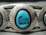Wonderful Vintage Native American Navajo Triple Floral Turquoise Sterling Silver Bracelet-Nativo Arts