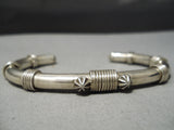 For Larger Wrist Huge Vintage Native American Navajo Thick Sterling Silver Coil Bracelet Old-Nativo Arts