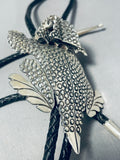 Whimsical Native American Navajo Sterling Silver Toad Bolo Tie Signed Ben Benally-Nativo Arts