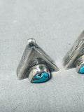 Incomparable Vintage Native American Navajo Morenci Turquoise Sterling Silver Teepee Earrings-Nativo Arts