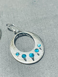 Turquoise Paw Inlay Vintage Native American Navajo Sterling Silver Earrings-Nativo Arts